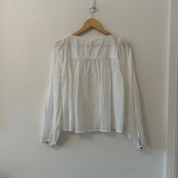 NWT Emerson Fry Laurent Button Front Long Sleeve Blouse in White | Small - Picture 6 of 15